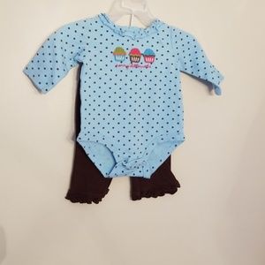 2pc- long sleeve dot onesie and pant set